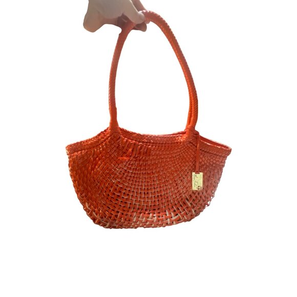 Marc Fisher Orange Woven Handbag With Floral Lining & Interior Pockets - Picture 1 of 5